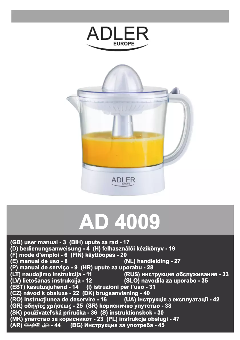 Page n°1 - Manuel utilisateur Adler AD 4009