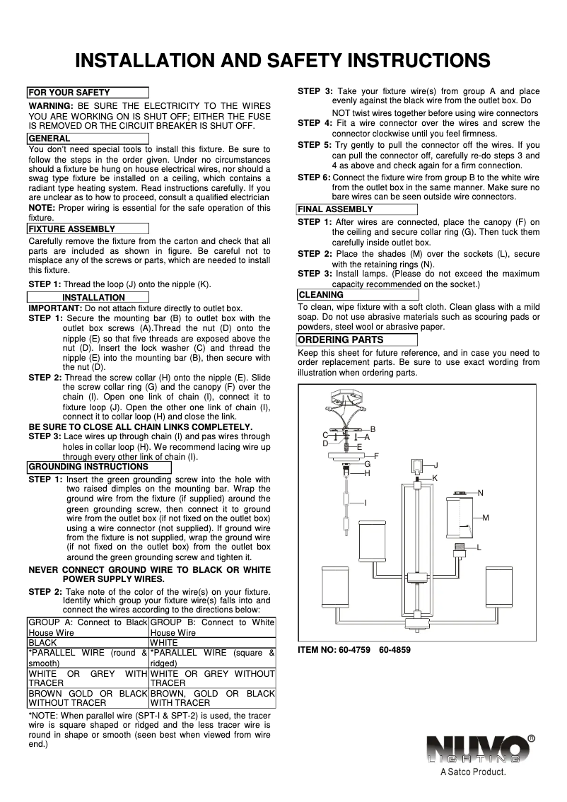 Page 1 de la notice Manuel utilisateur NUVO Gemini 60/4759
