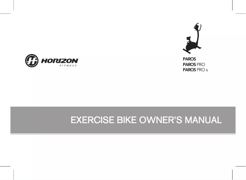 Page 1 de la notice Manuel utilisateur Horizon Fitness Paros Pro S