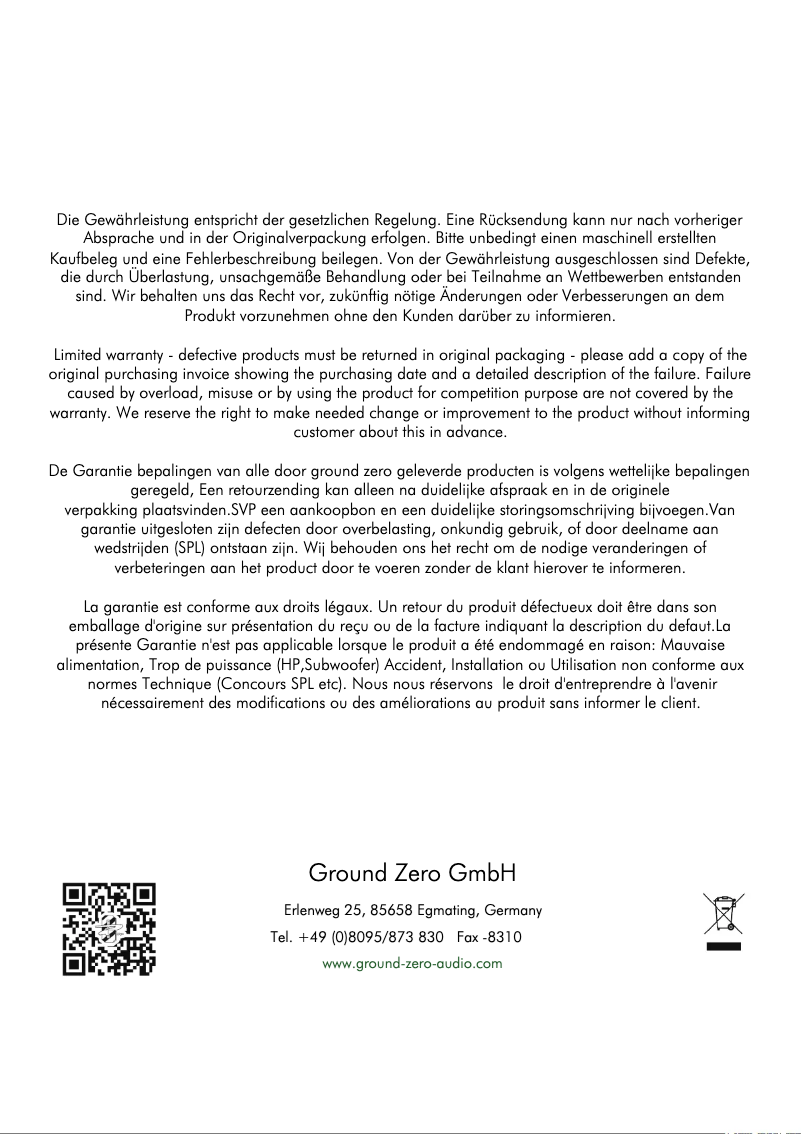 Page 1 of the manual User Manual Ground Zero GZPW Reference 250