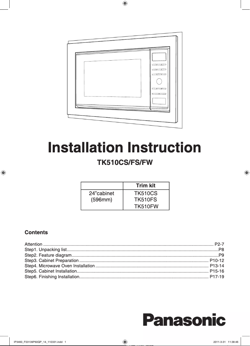Page 1 de la notice Manuel utilisateur Panasonic NN-TK510FS