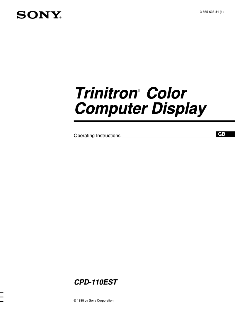 Page 1 de la notice Manuel utilisateur Sony CPD-110EST