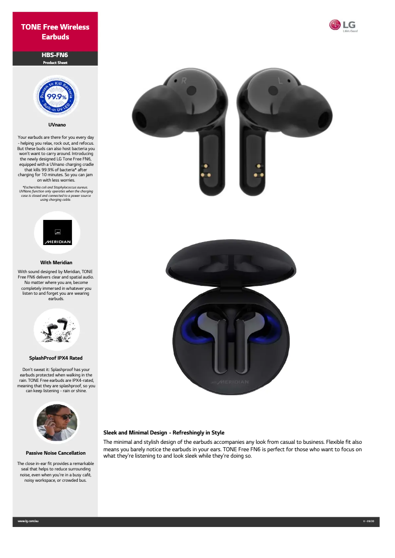 Page n°1 - Fiche technique LG Tone Free HBS-FN6