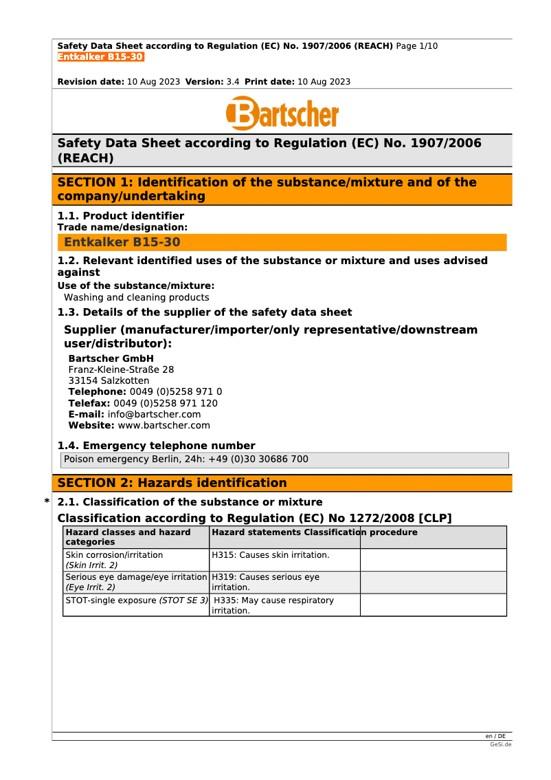 Página 1 del manual Manual de usuario Bartscher B15-30