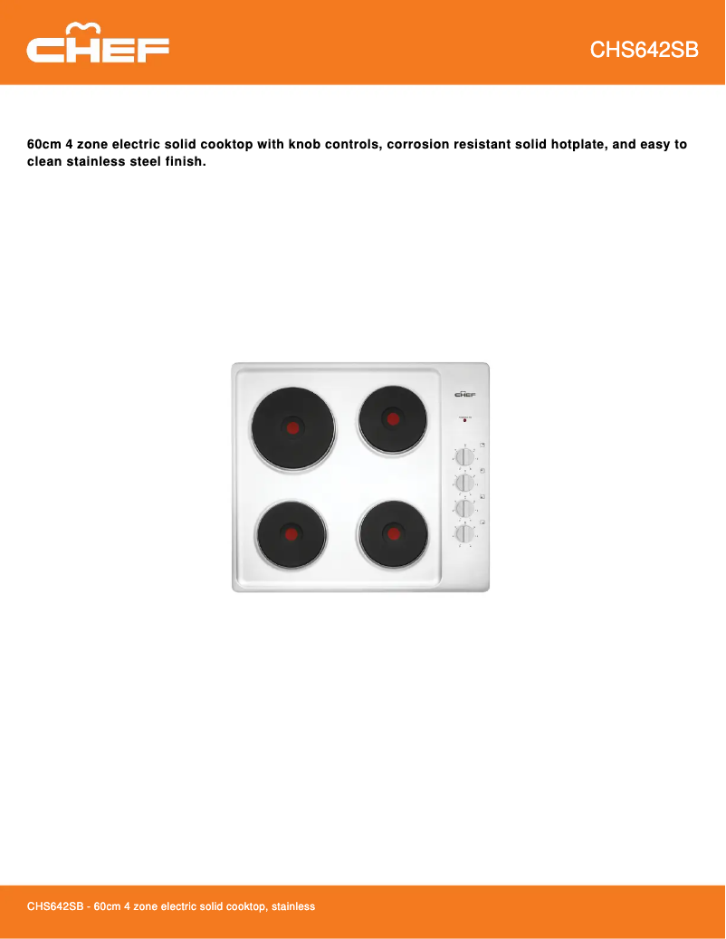 Page 1 de la notice Fiche technique Chef CHS642SB