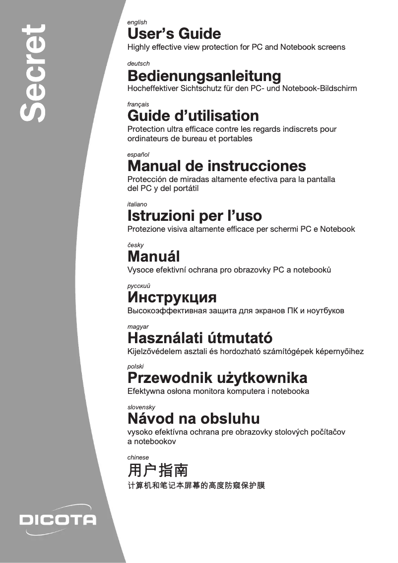 Page 1 de la notice Manuel utilisateur Dicota D30124