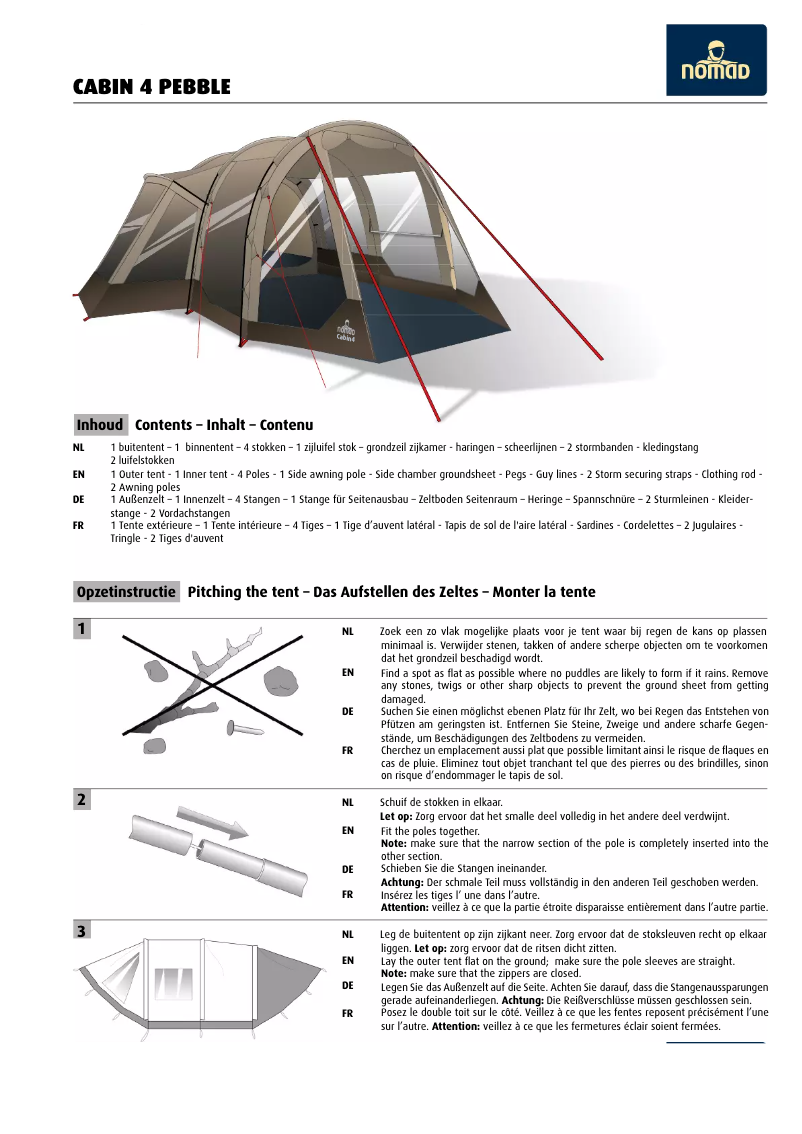 Page 1 de la notice Manuel utilisateur Nomad Cabin 4 Pebble