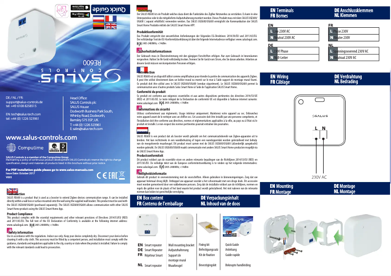 Page 1 de la notice Manuel utilisateur Salus RE600