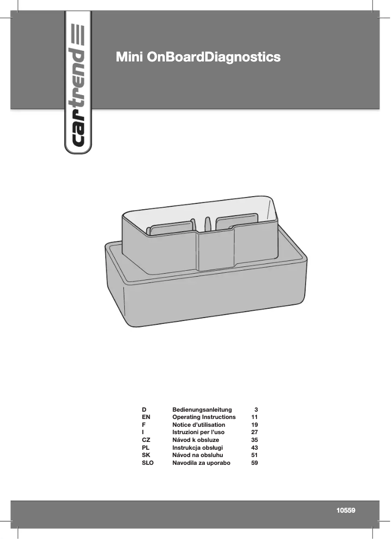 Page n°1 - Manuel utilisateur Cartrend 10559