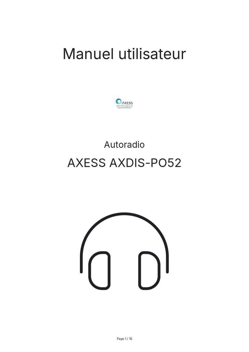Image de la première page du manuel de l'appareil AXDIS-PO52