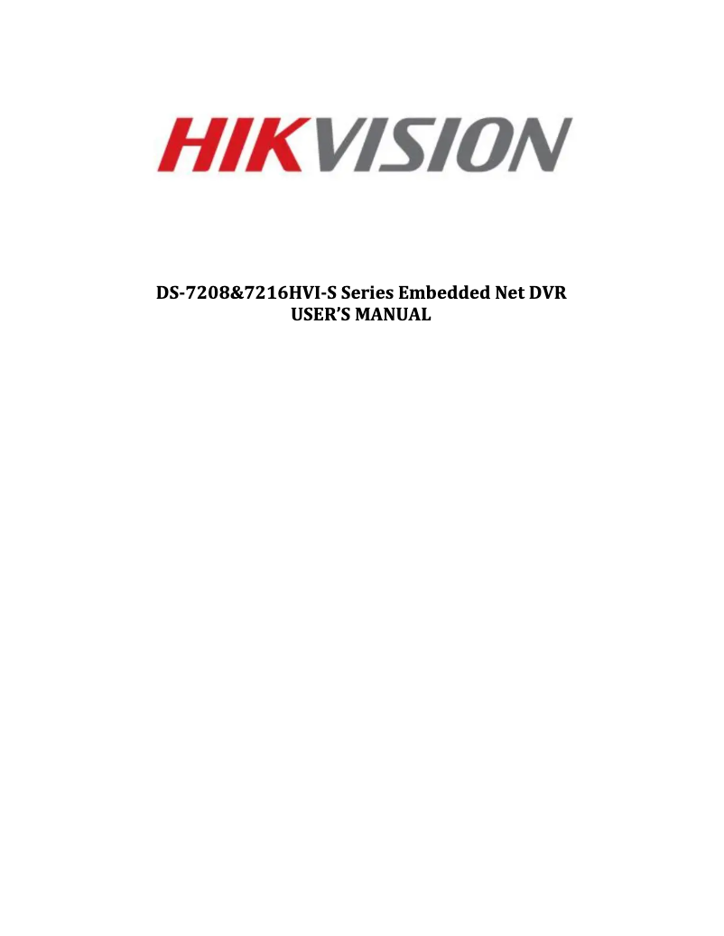 Page 1 de la notice Manuel utilisateur Hikvision DS-7216HVI-S