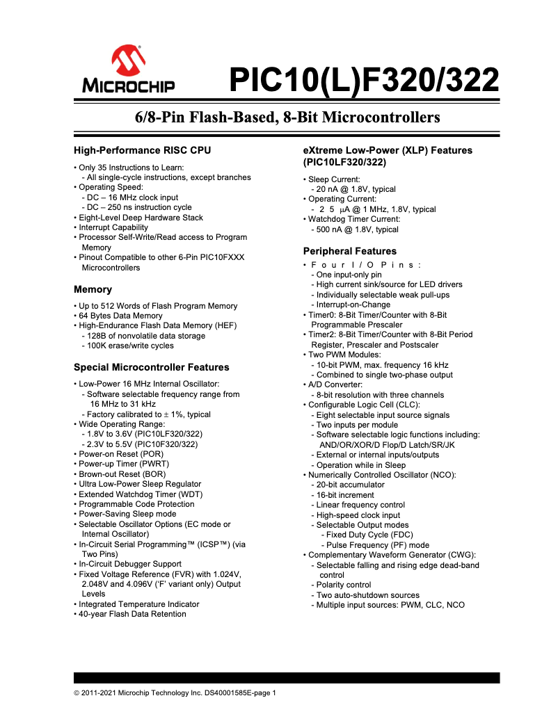 Página 1 del manual Manual de usuario Microchip PIC10F320