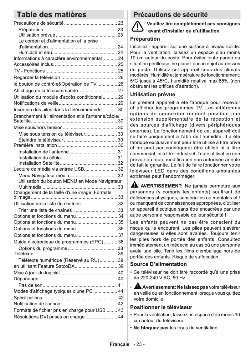 Page n°1 - Manuel utilisateur Axxion ALED-2418