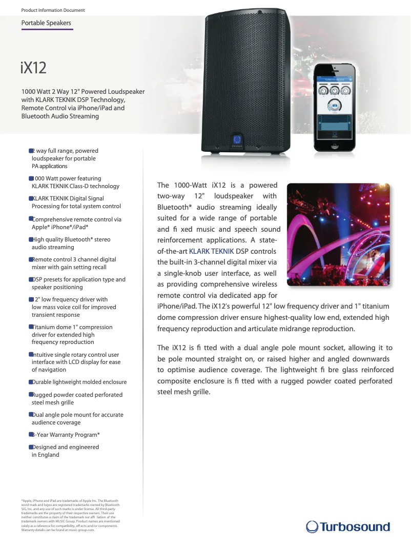 Page n°1 - Fiche technique Turbosound iX12