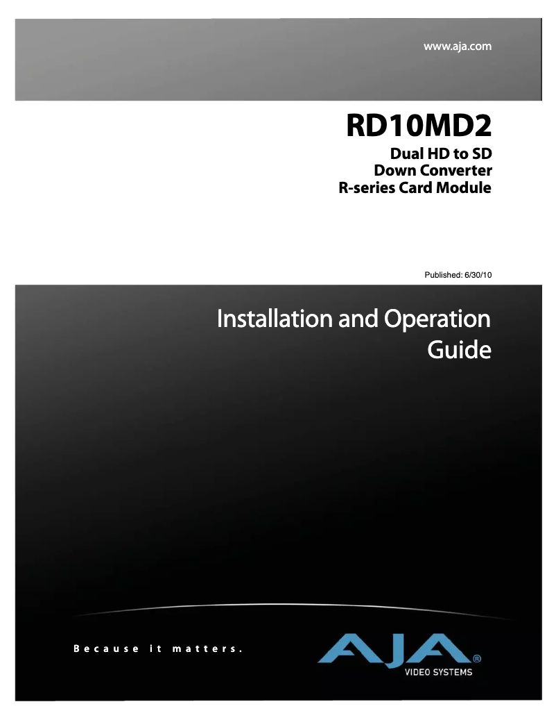 Page 1 de la notice Manuel utilisateur AJA RD10MD2