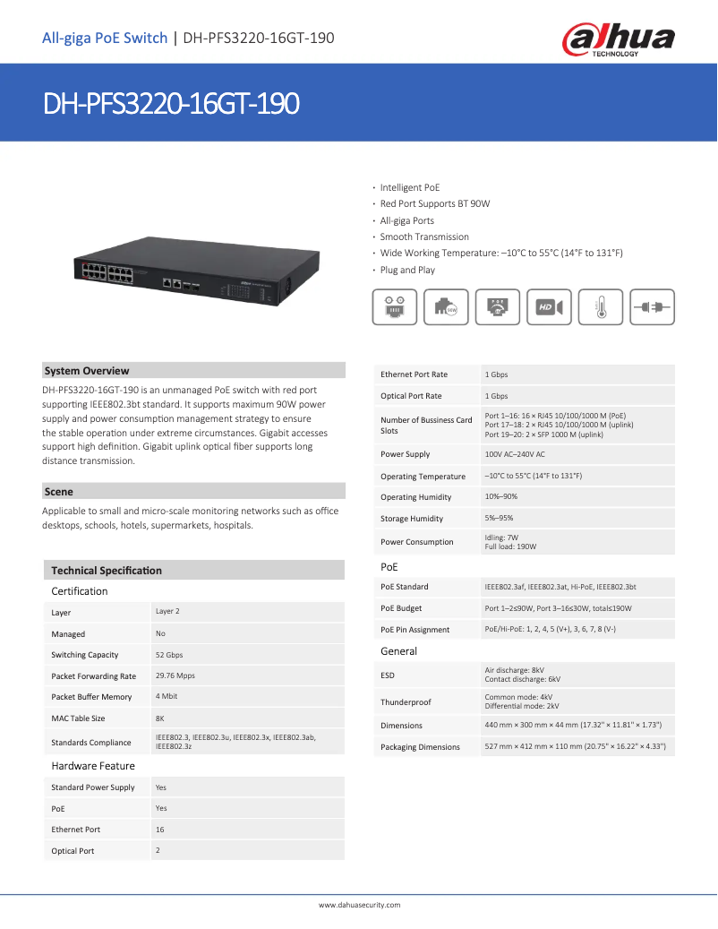 Image de la première page du manuel de l'appareil PFS3220-16GT-190