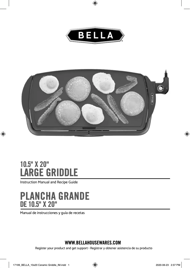 Page 1 de la notice Manuel utilisateur Bella 10.5" x 20" Non-Stick Griddle