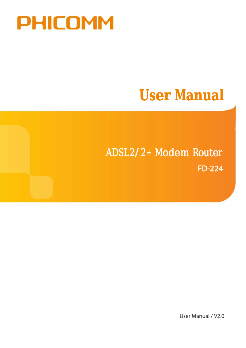 Page n°1 - Manuel utilisateur Phicomm FD-224