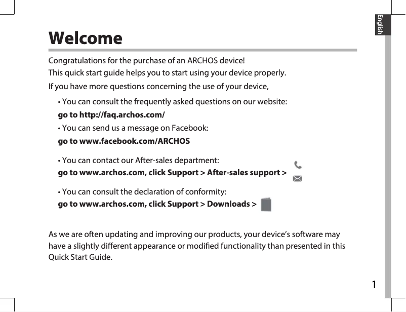 Page 1 de la notice Manuel utilisateur Archos 121 Neon