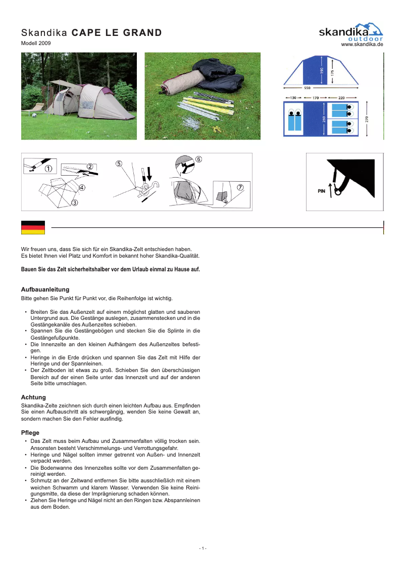 Page 1 of the manual User Manual Skandika Cape le Grand