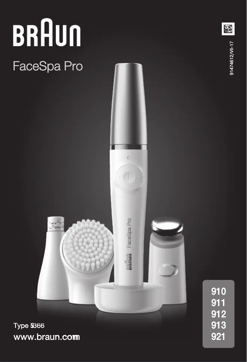 Page n°1 - Manuel utilisateur Braun FaceSpa Pro 921