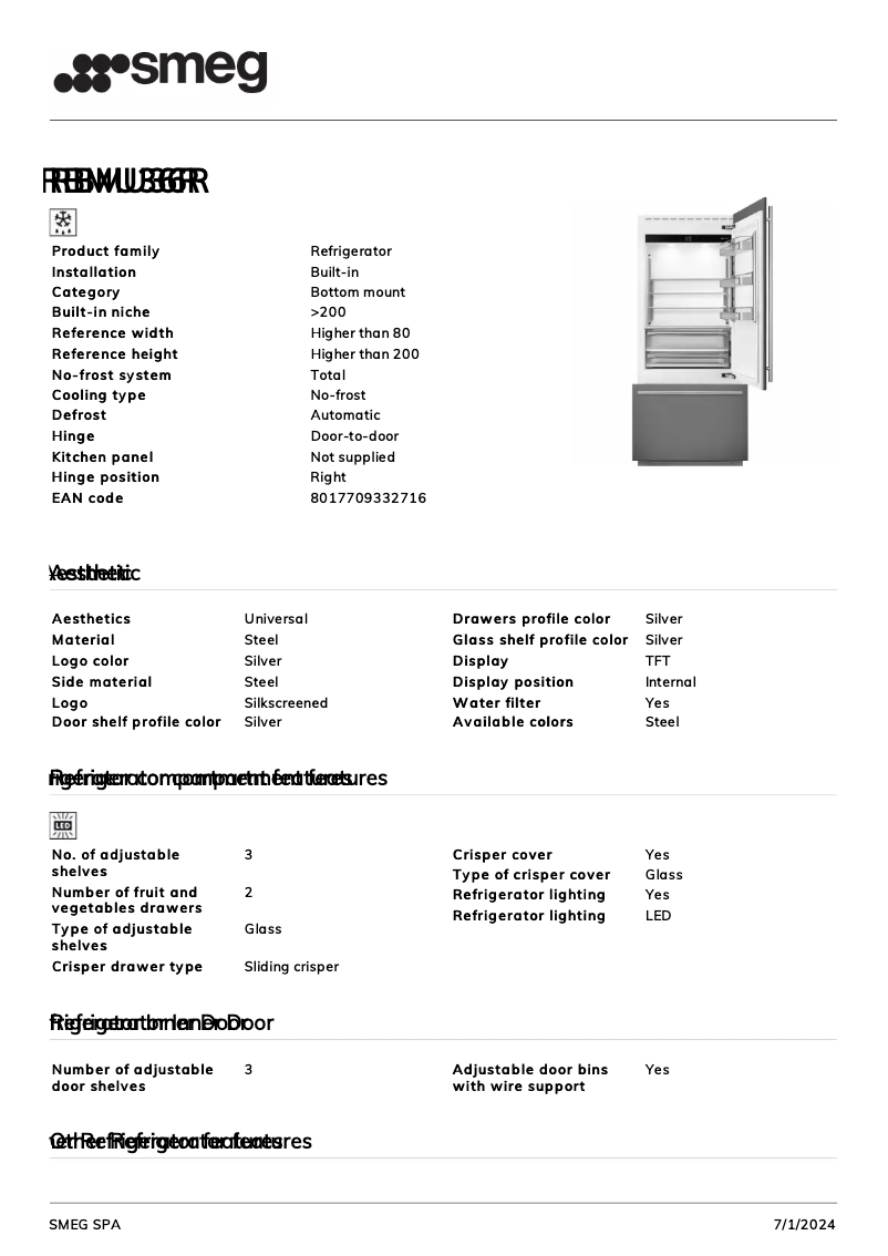 Page n°1 - Fiche technique Smeg RBMU36R