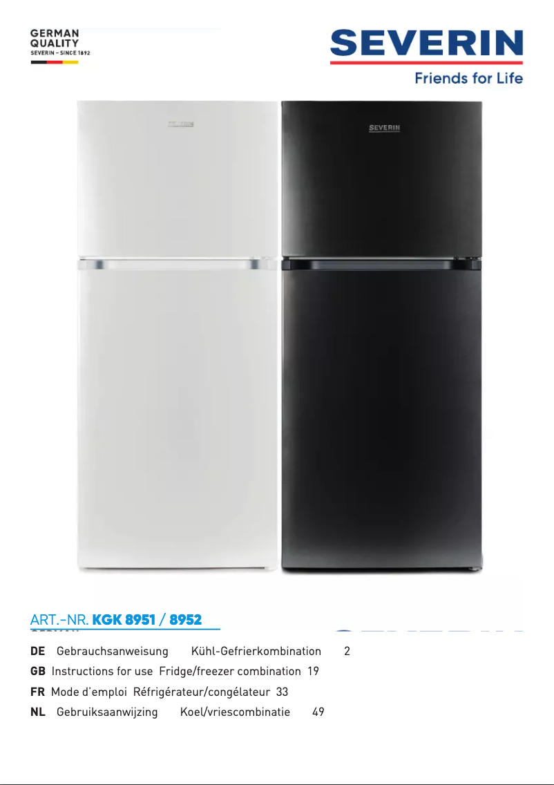 Page 1 de la notice Manuel utilisateur Severin KGK 8951