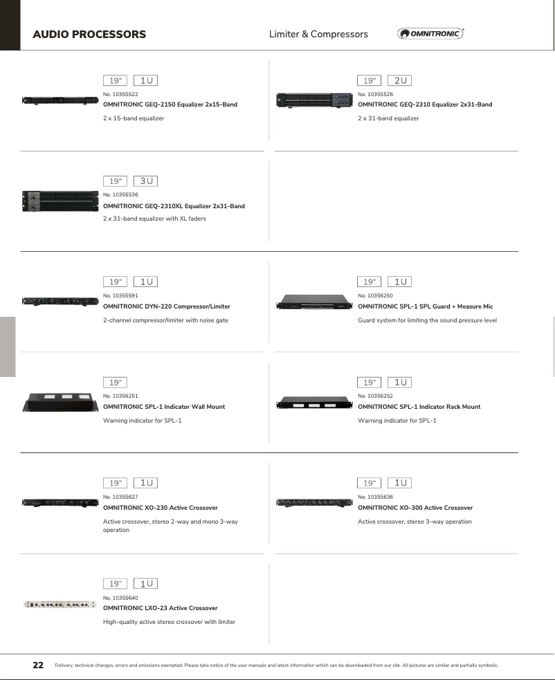Page 1 de la notice Catalogue Omnitronic SPL-1