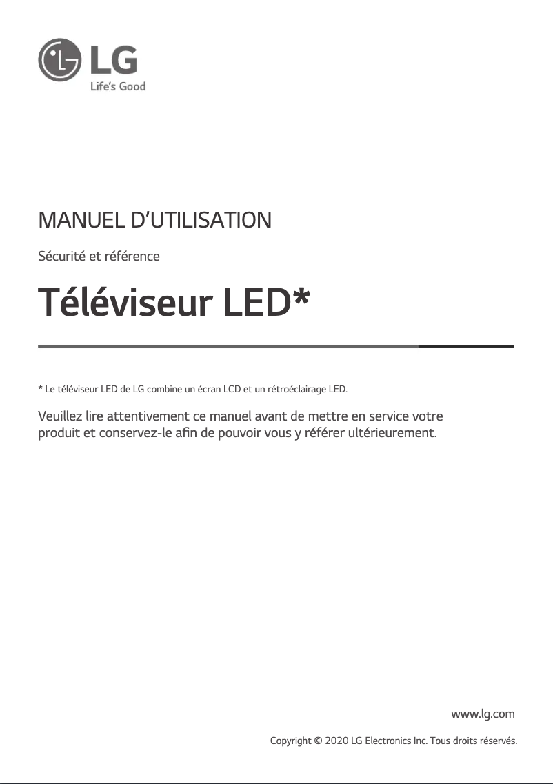 Page 1 de la notice Manuel utilisateur LG 50UN8000PVB