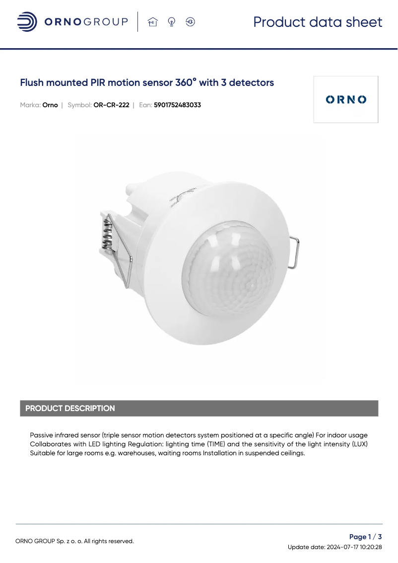 Página 1 del manual Ficha técnica ORNO OR-CR-222