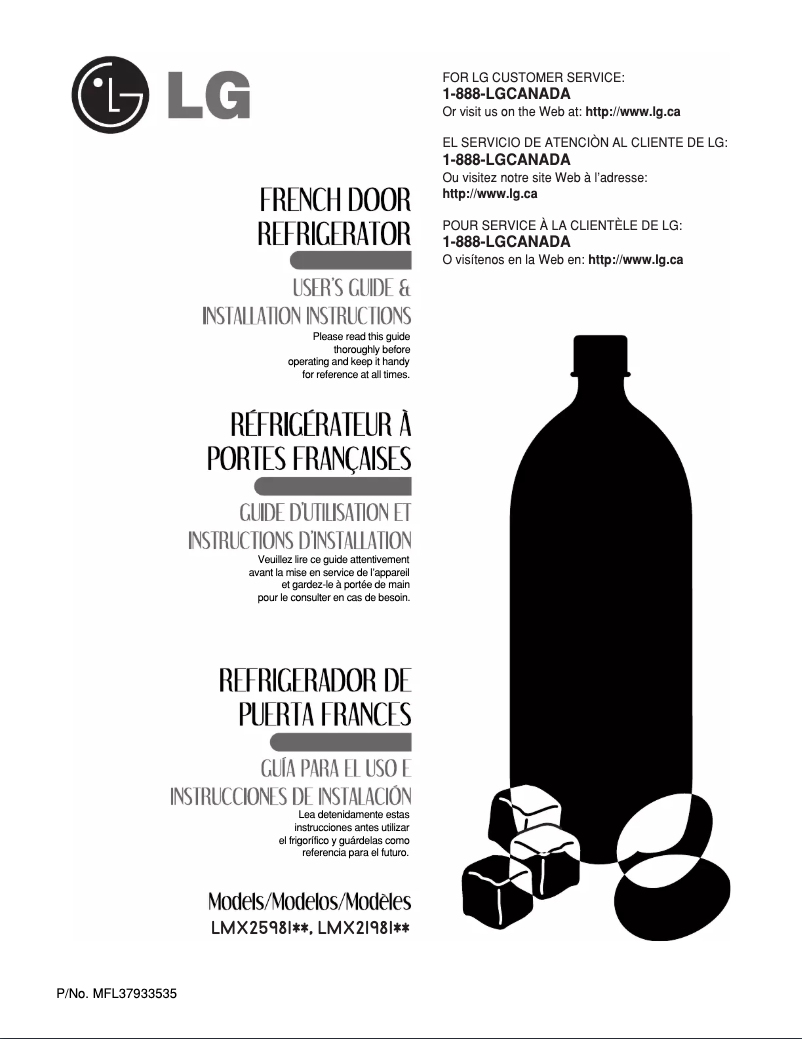 Page 1 de la notice Manuel utilisateur LG LMX21981ST