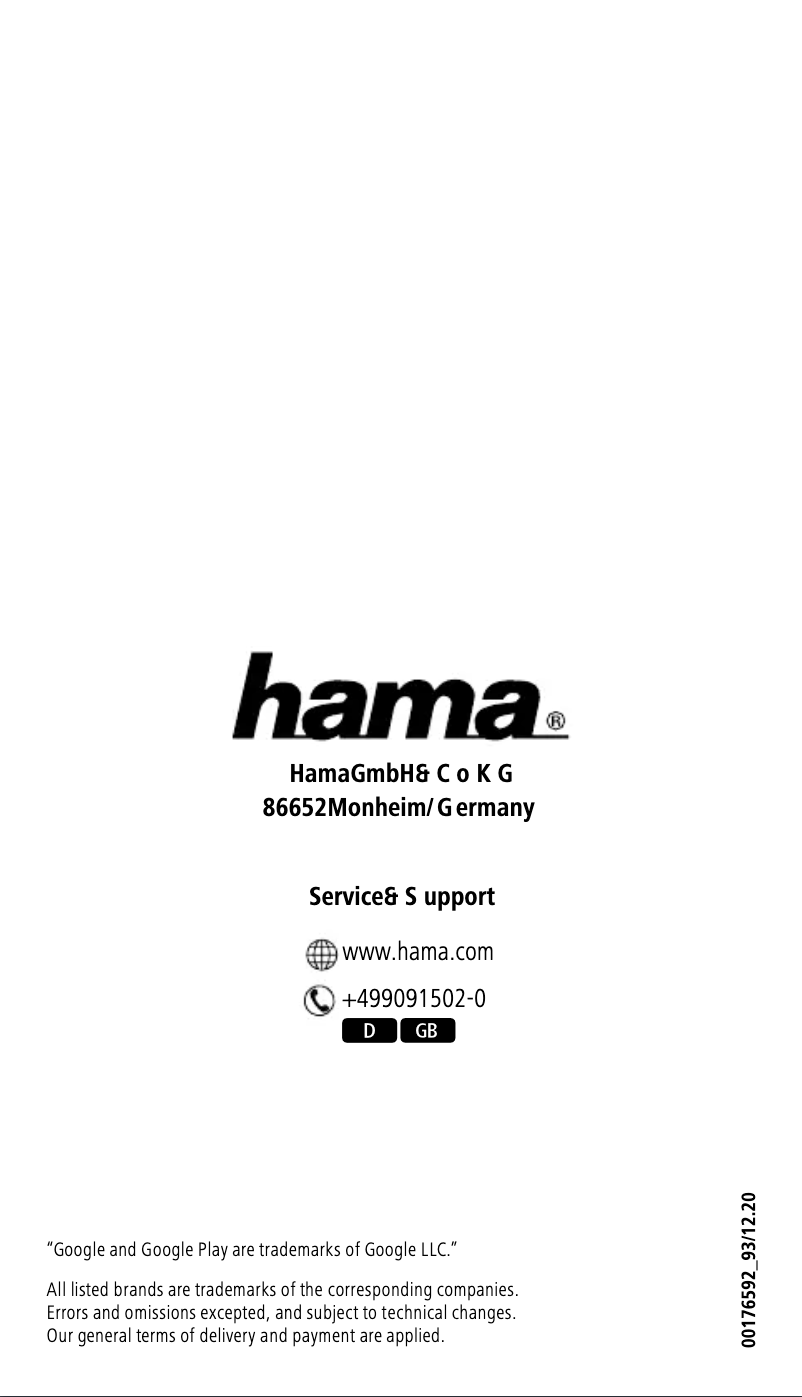 Page 1 de la notice Instructions de sécurité Hama 00176592