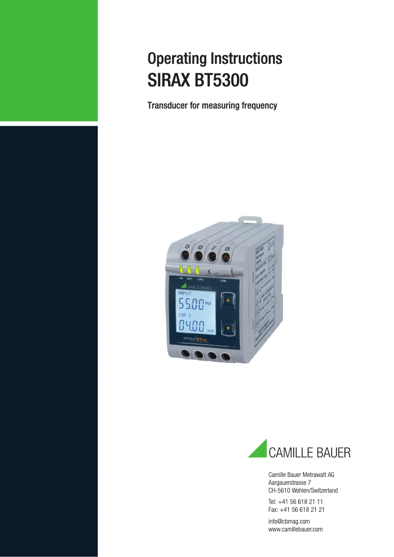 Page n°1 - Manuel utilisateur Camille Bauer SIRAX BT5300