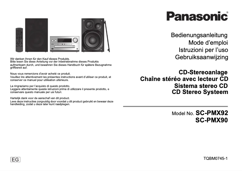 Page n°1 - Manuel utilisateur Panasonic SC-PMX90