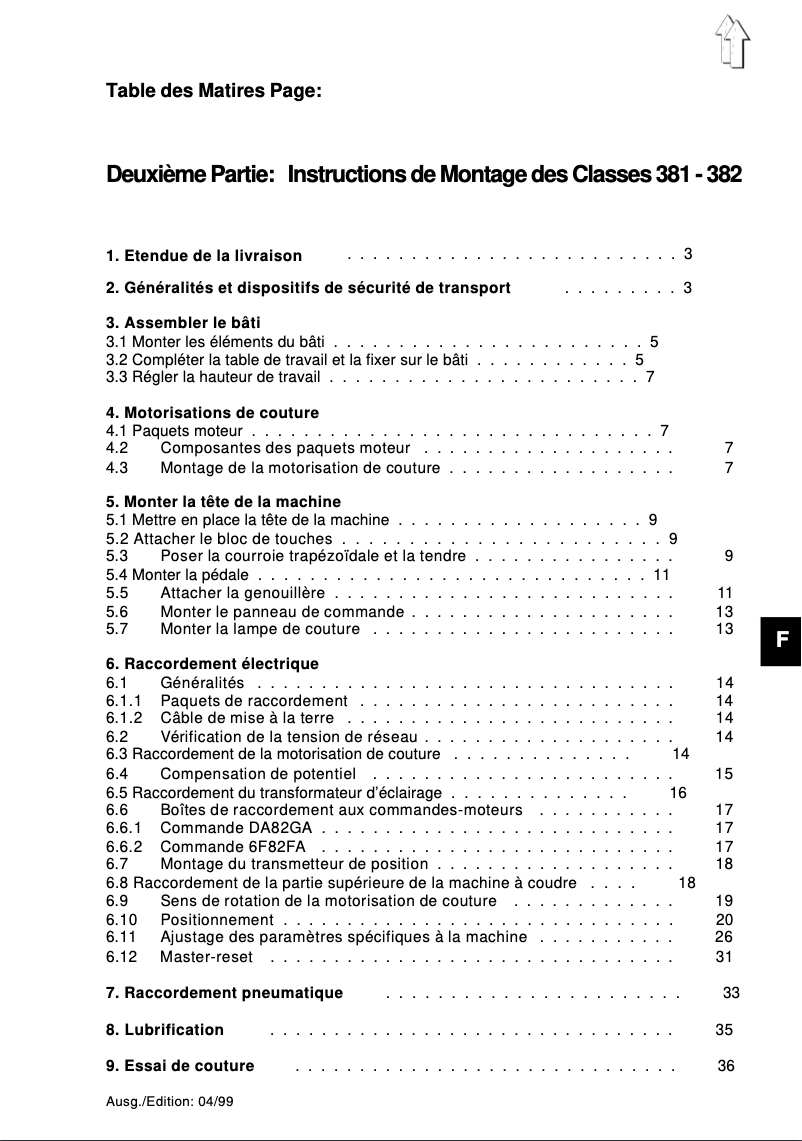 Page n°1 - Guide d'installation Dürkopp Adler 382