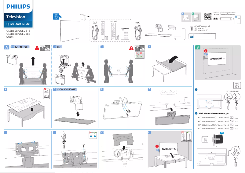 Page 1 de la notice Guide de démarrage rapide Philips 65OLED888
