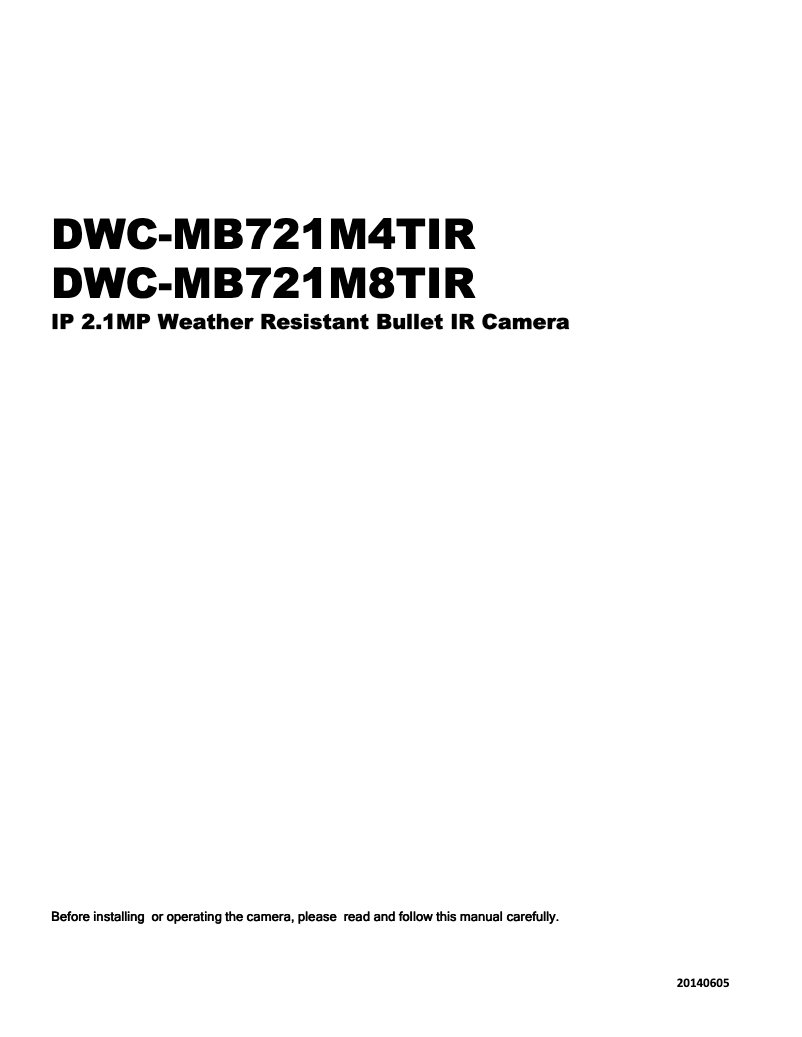 Page n°1 - Manuel utilisateur Digital Watchdog MegaPix DWC-MB721M8TIR