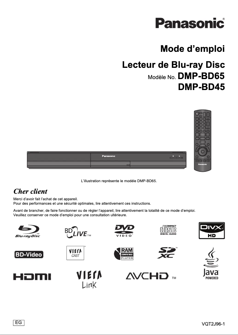 First page image of the manual for DMP-BD45