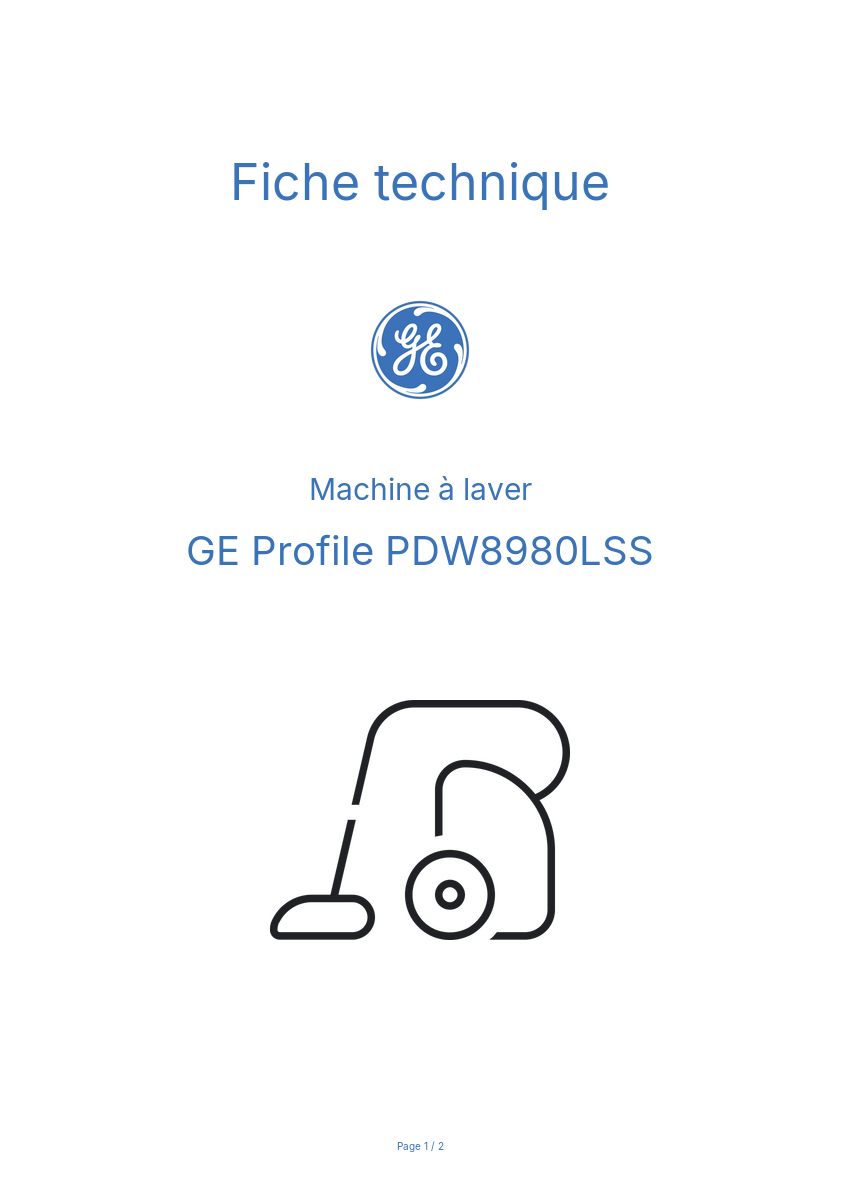 Image de la première page du manuel de l'appareil Profile PDW8980LSS