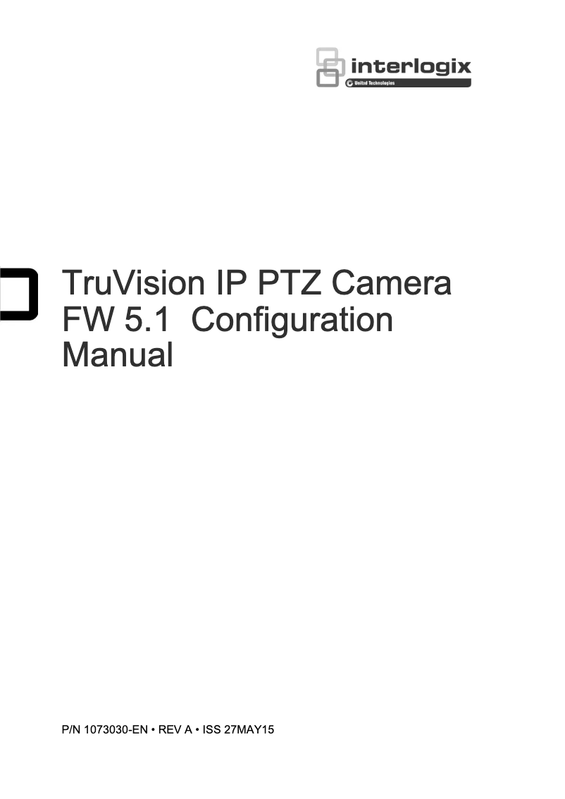 Page 1 of the manual User Manual Interlogix TruVision TVP-3122