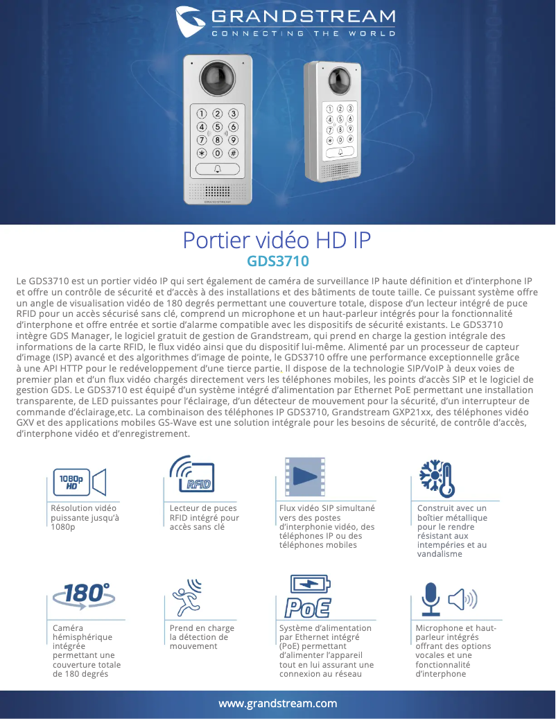 Page n°1 - Fiche technique Grandstream GDS3710