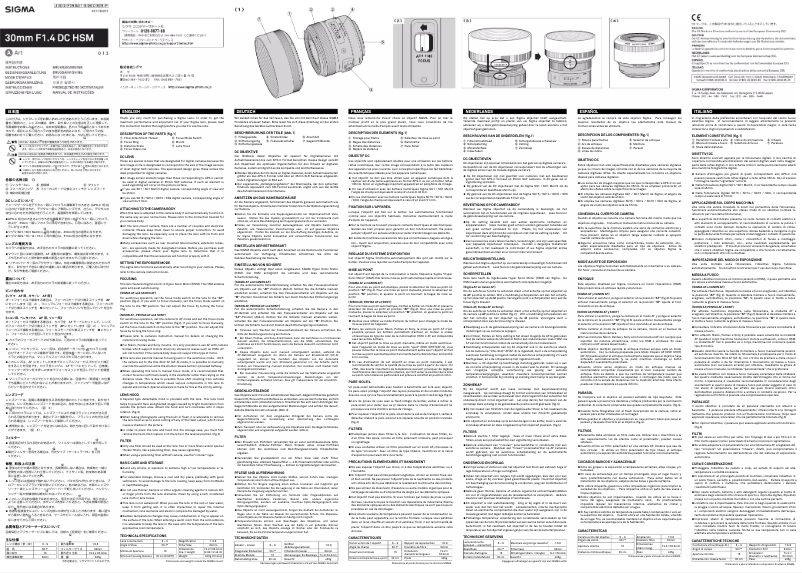 Page 1 de la notice Manuel utilisateur Sigma E 30mm f/1.4 DC DN C
