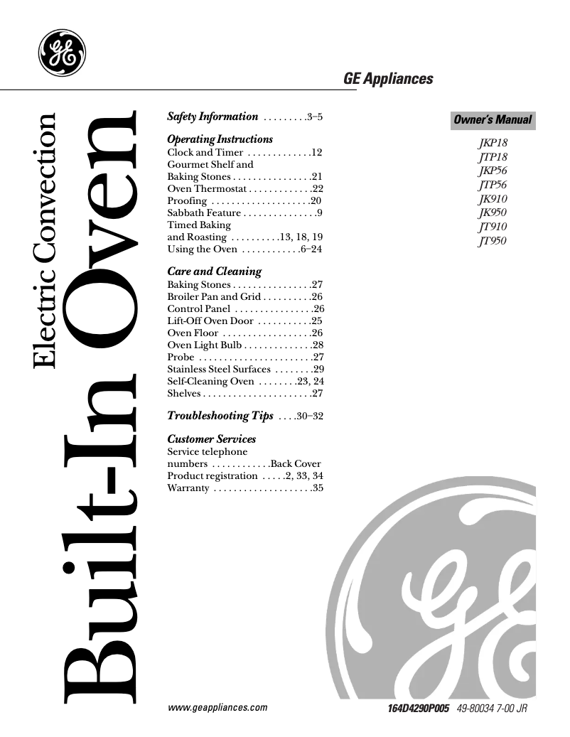 Page n°1 - Manuel d'utilisation et d'entretien GE Profile Performance JT910SASS