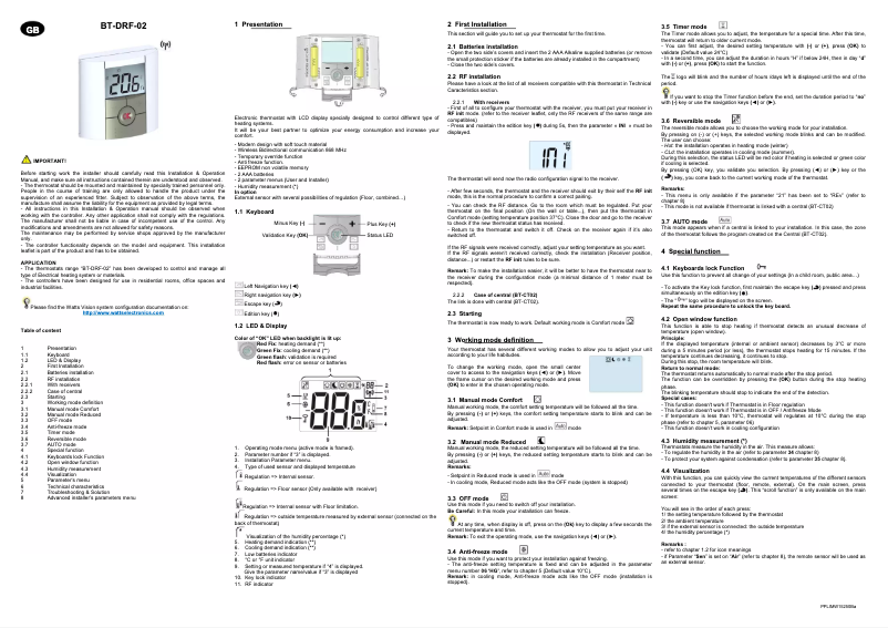 Image de la première page du manuel de l'appareil BT-DRF-02