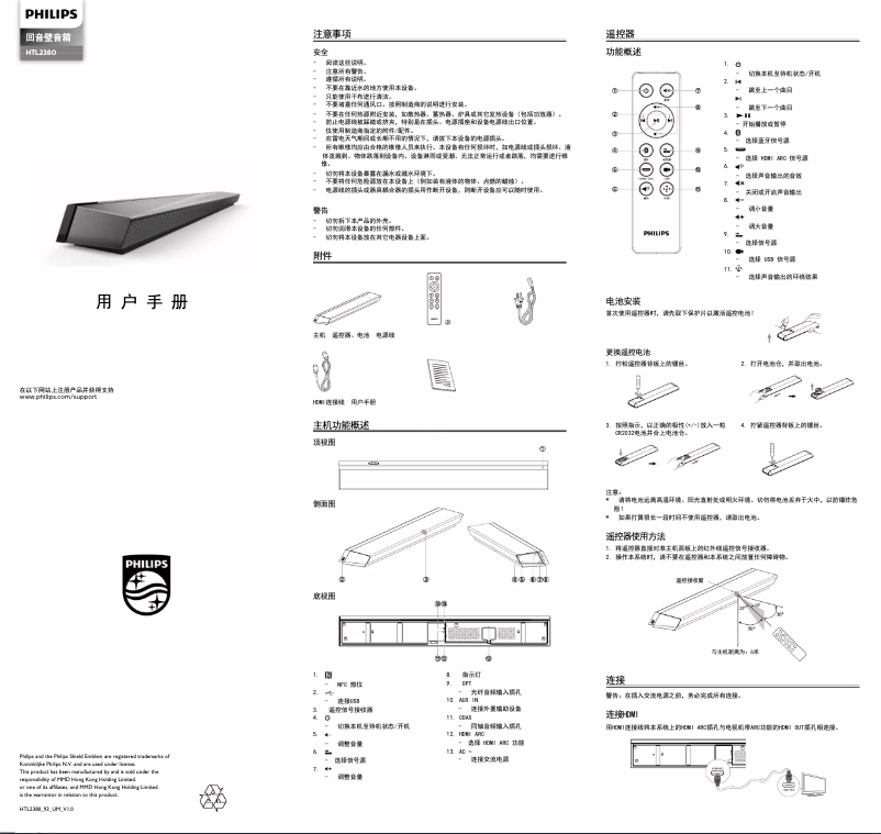 Page 1 de la notice Manuel utilisateur Philips HTL2380