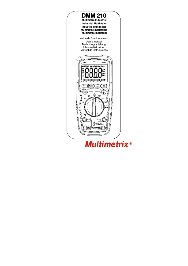 Page 1 de la notice Manuel utilisateur Multimetrix DMM210