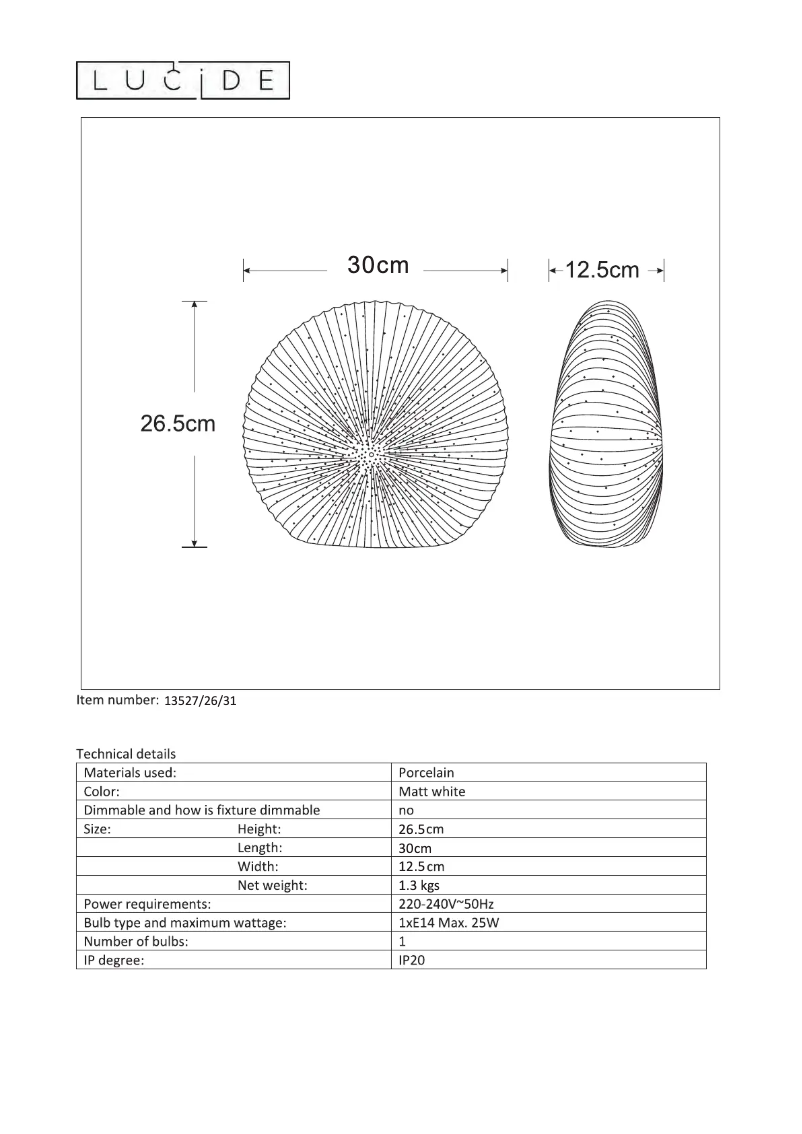 Page 1 de la notice Manuel utilisateur Lucide Shelly 13527/26/31