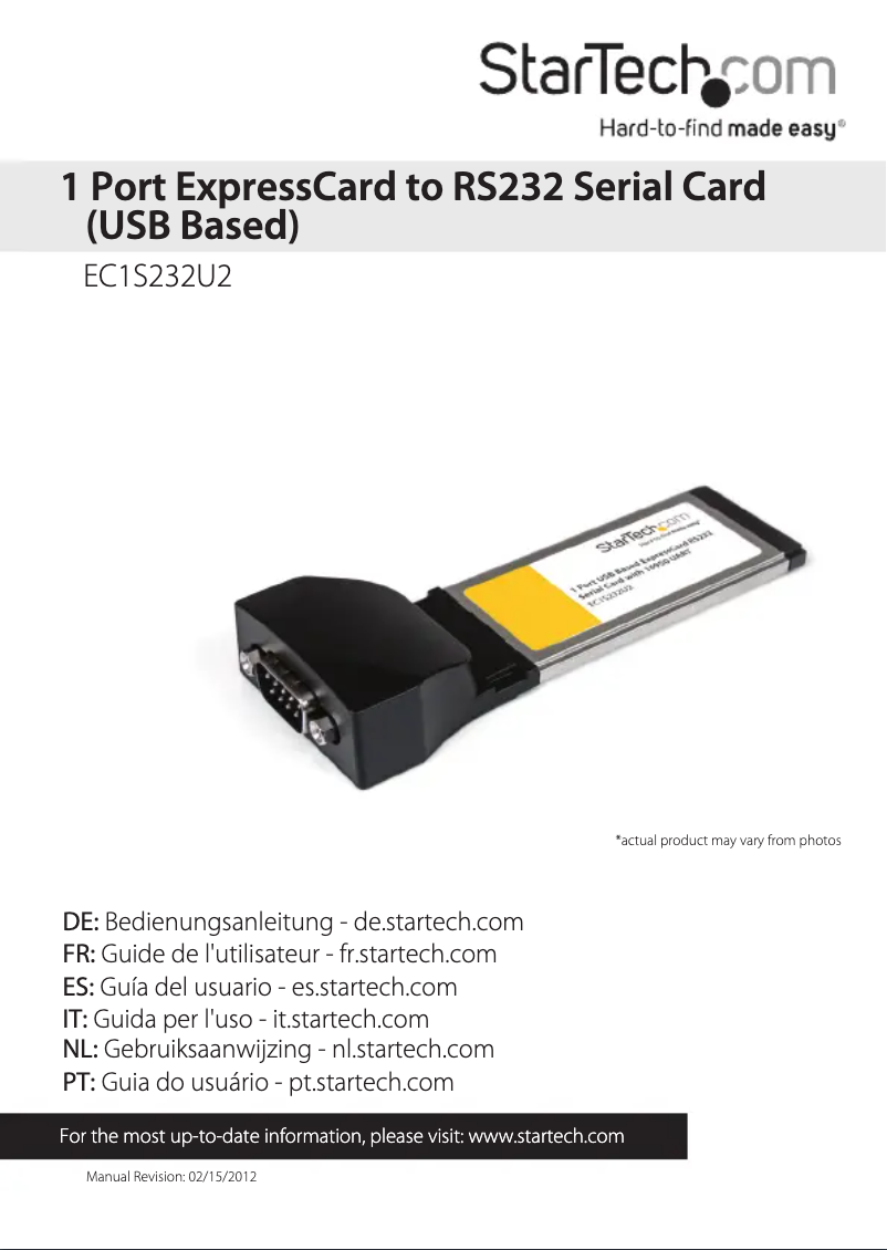 Page n°1 - Manuel utilisateur StarTech.com EC1S232U2