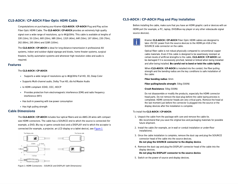 Page n°1 - Manuel utilisateur Kramer CP-AOCH-131