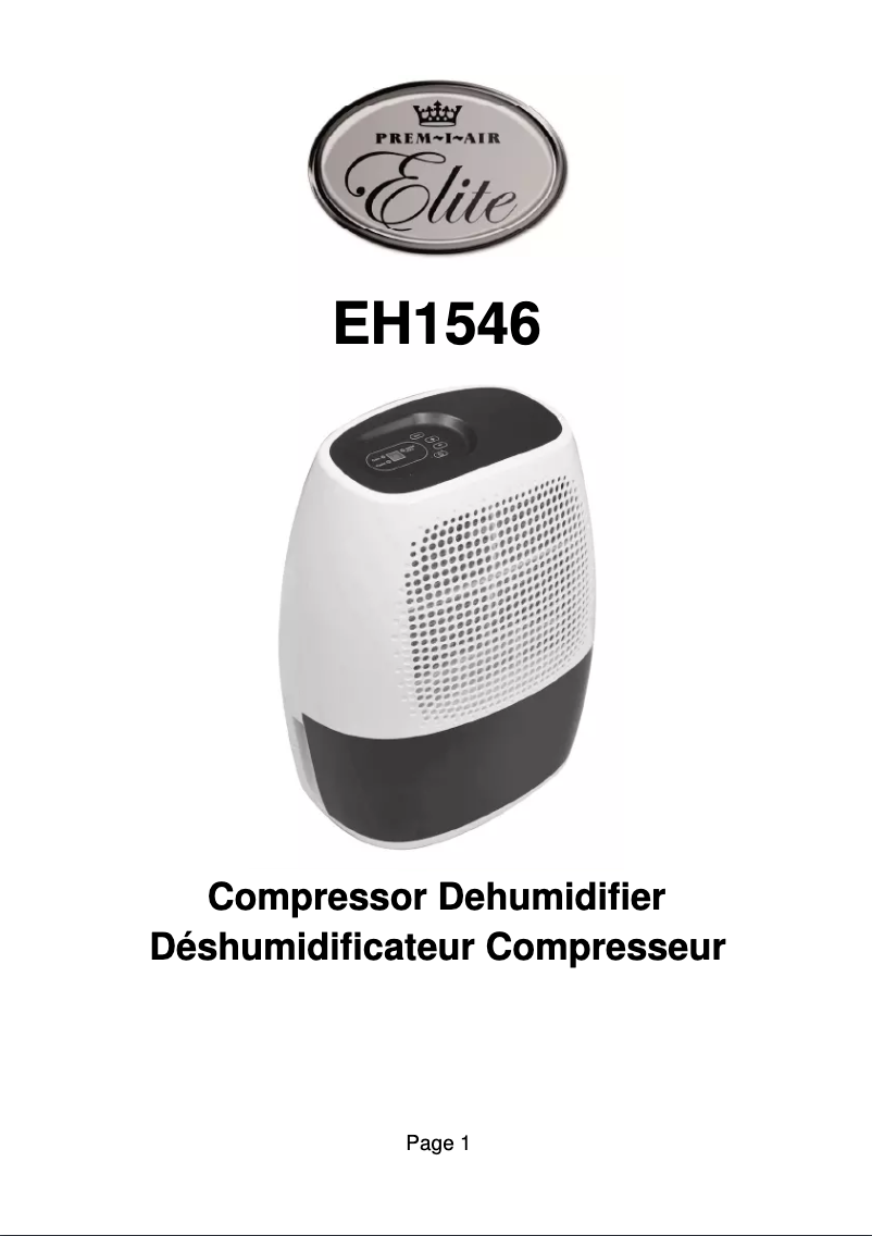 Page 1 de la notice Manuel utilisateur Prem-I-Air EH1546